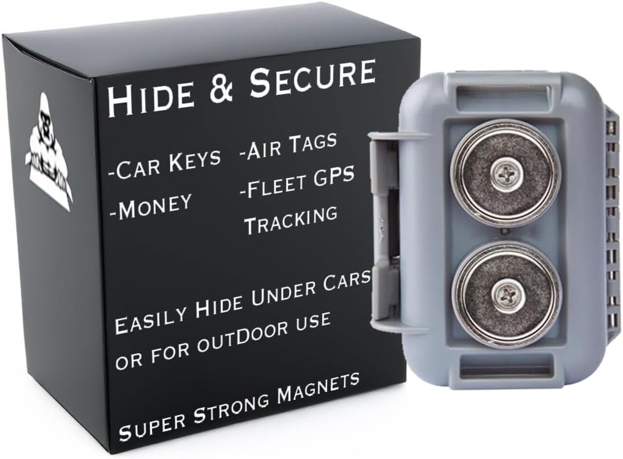 Grey Magnetic Key Box for Car – Waterproof, Air-Tight Hide-A-Key with Strong Neodymium Magnets for Secure Undercarriage Placement (Grey)